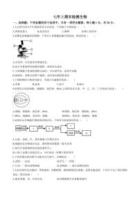 2025-2026学年吉林省长春市七年级上学期期末生物学试题（有答案）