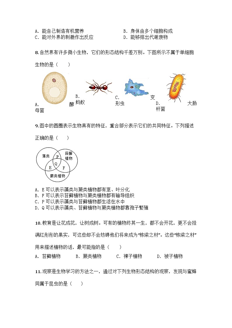 河南省平顶山市宝丰县2024-2025学年七年级上学期期末生物试题第3页