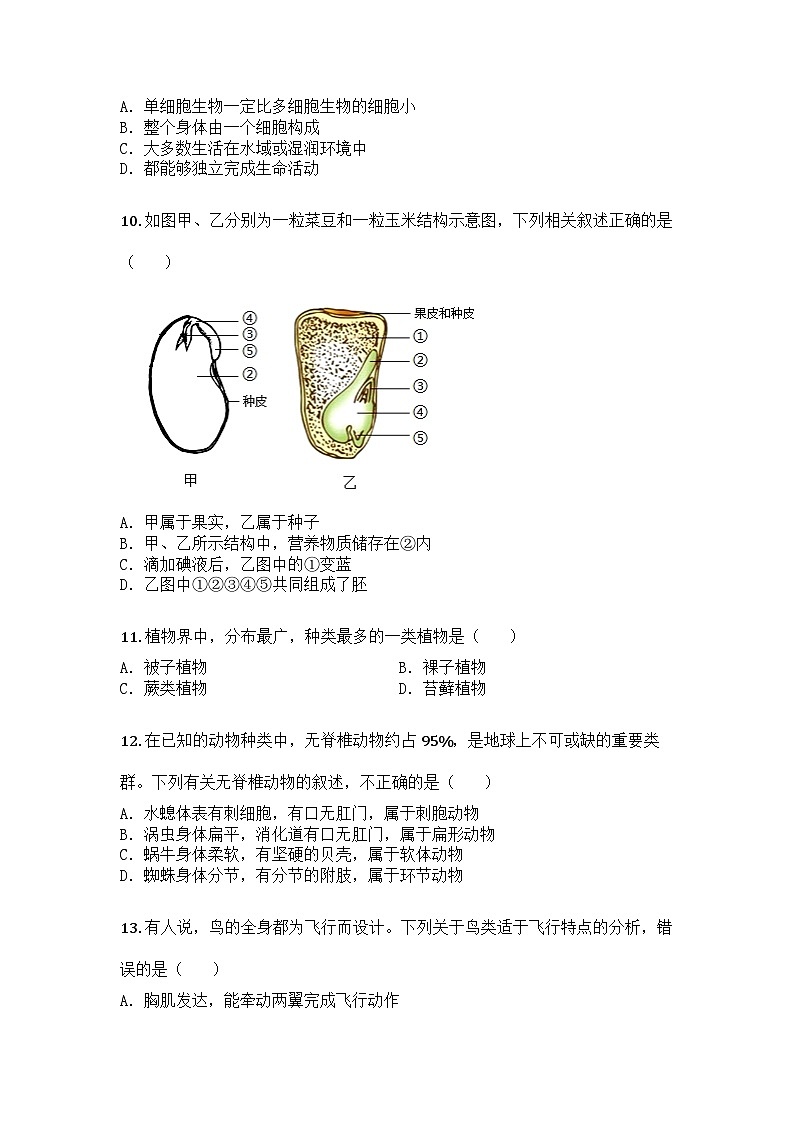 河南省驻马店市平舆县2024-2025学年七年级上学期期末生物试题第3页