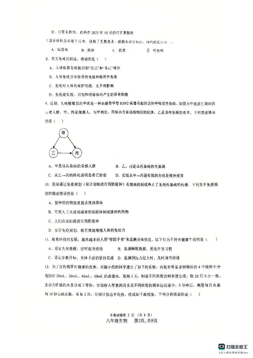 河北省廊坊市安次区2025-2026学年八年级上学期1月期末生物试题第2页