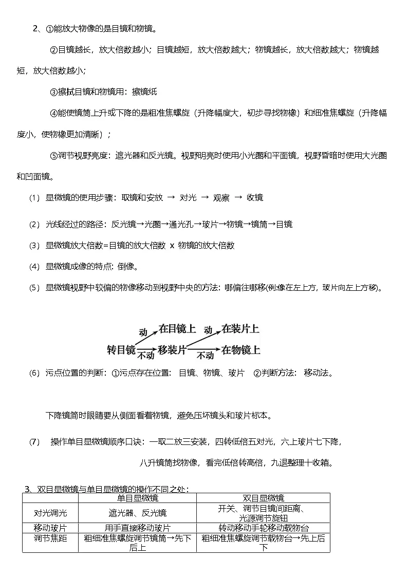 人教版(2024)七年级上册生物期末复习知识点 讲义第2页