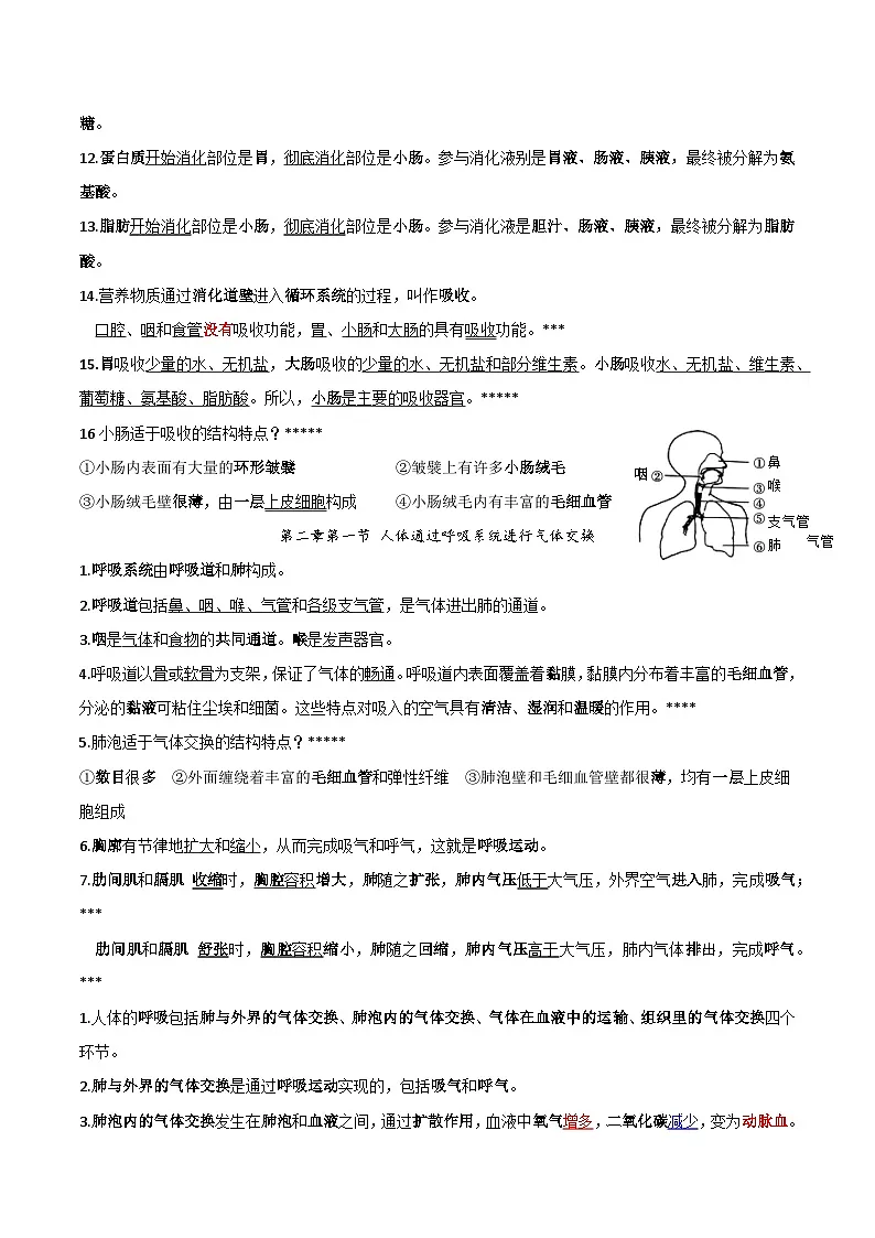 济南版(2025)八年级上册生物期末复习知识点考点背诵提纲 讲义第2页