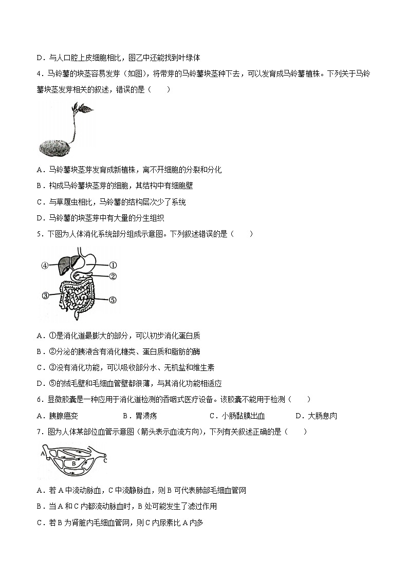 【试卷】广东省揭阳市榕城区2025-2026学年九年级上学期1月期末生物试题第2页