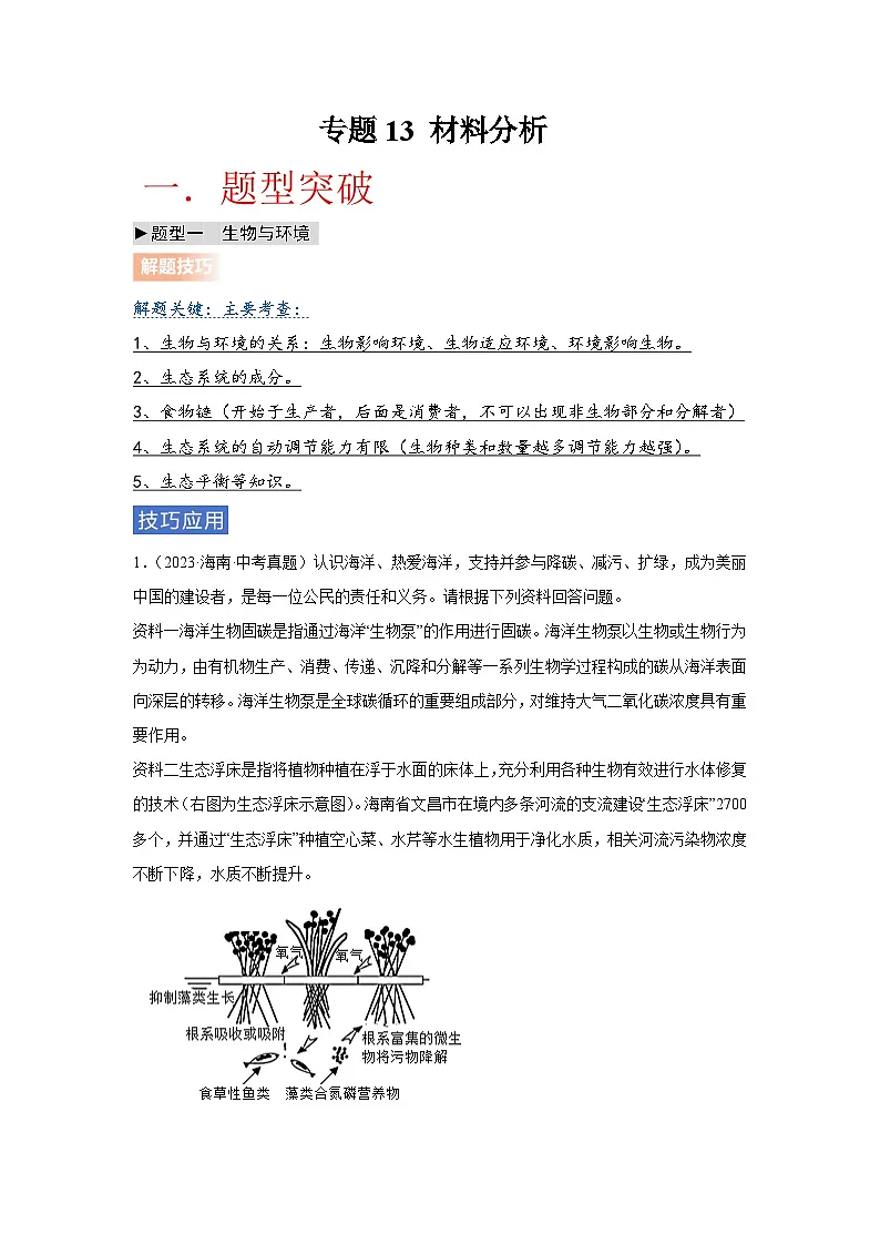 专题13 材料分析(教师版)第1页