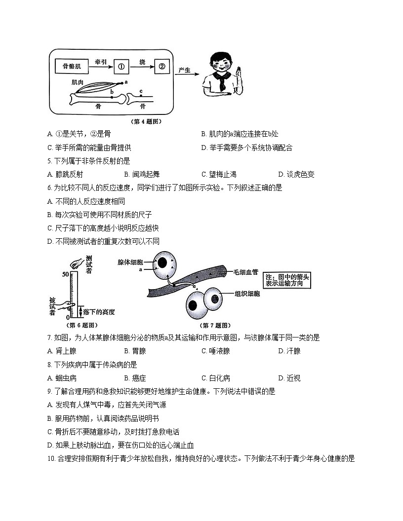 吉林省长春市绿园区2025_2026学年八年级上学期1月期末生物试题(文字版,含答案)第2页