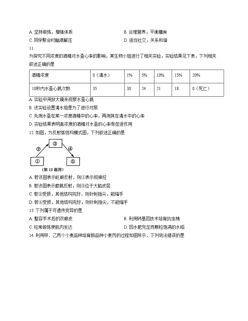 吉林省长春市绿园区2025_2026学年八年级上学期1月期末生物试题(文字版,含答案)第3页