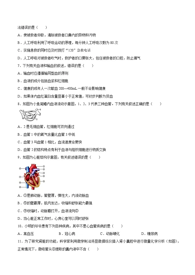 【试卷】四川省广安市邻水县2025-2026学年八年级上学期1月期末生物试题第2页
