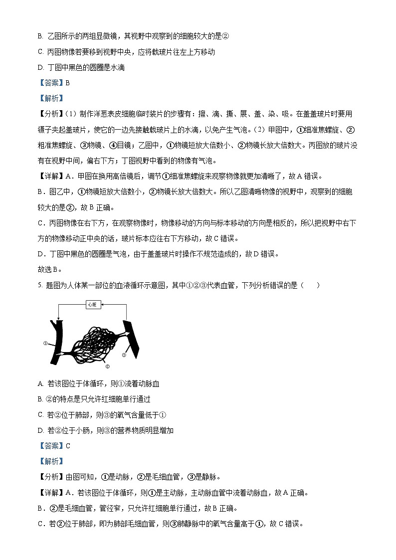 广东省揭阳真理中学九年级上学期第二次月考生物试题(解析版)-A4第3页