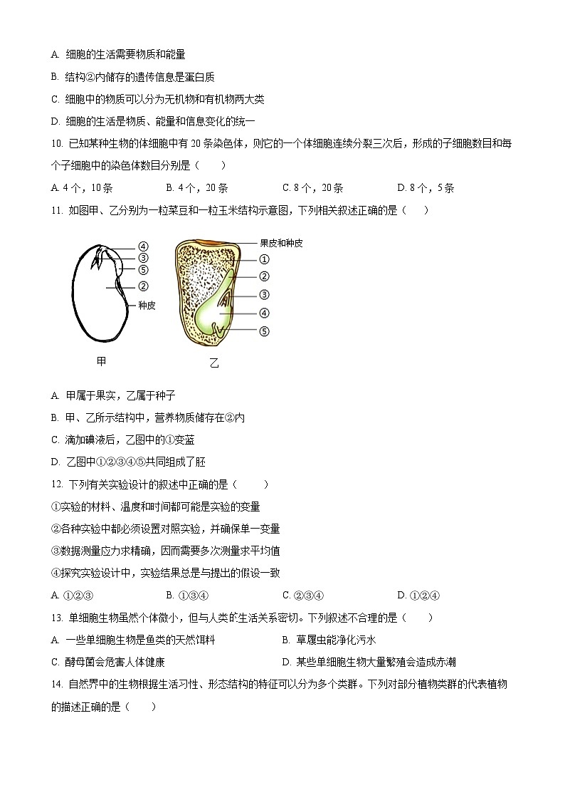四川省广元市苍溪县2025-2026学年七年级上学期期末生物学试题(原卷+解析)第3页