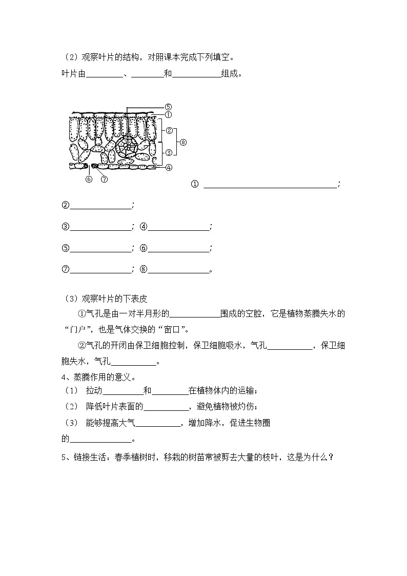 3.2.1 水的利用与散失(导学案)(原卷版)初中生物人教版(2024)七年级下册第2页