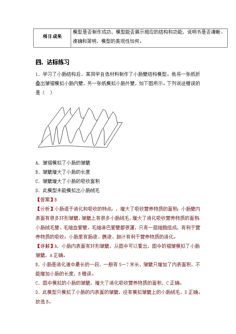 设计并制作人体结构模型(导学案)(解析版)初中生物人教版(2024)七年级下册第3页