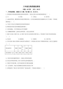 2025-2026学年湖南省常德市安乡县八年级上学期期末质量监测生物（无答案）试题