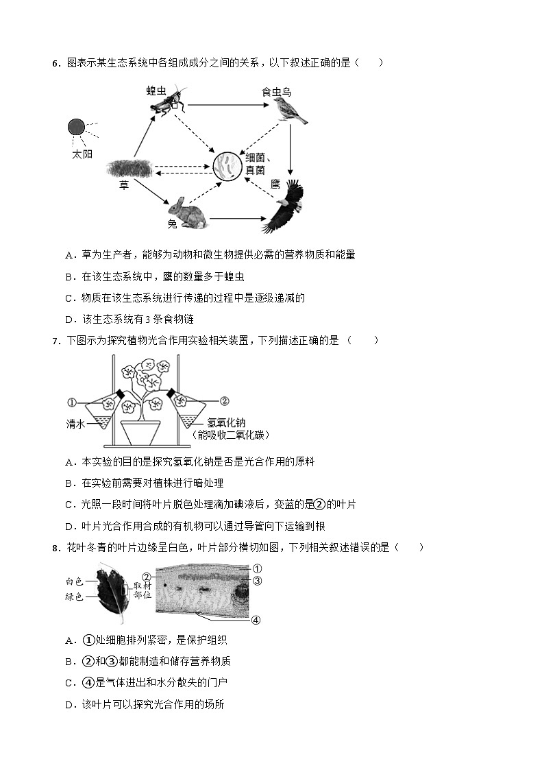 广东省江门市2026年中考一模生物试题附答案第2页