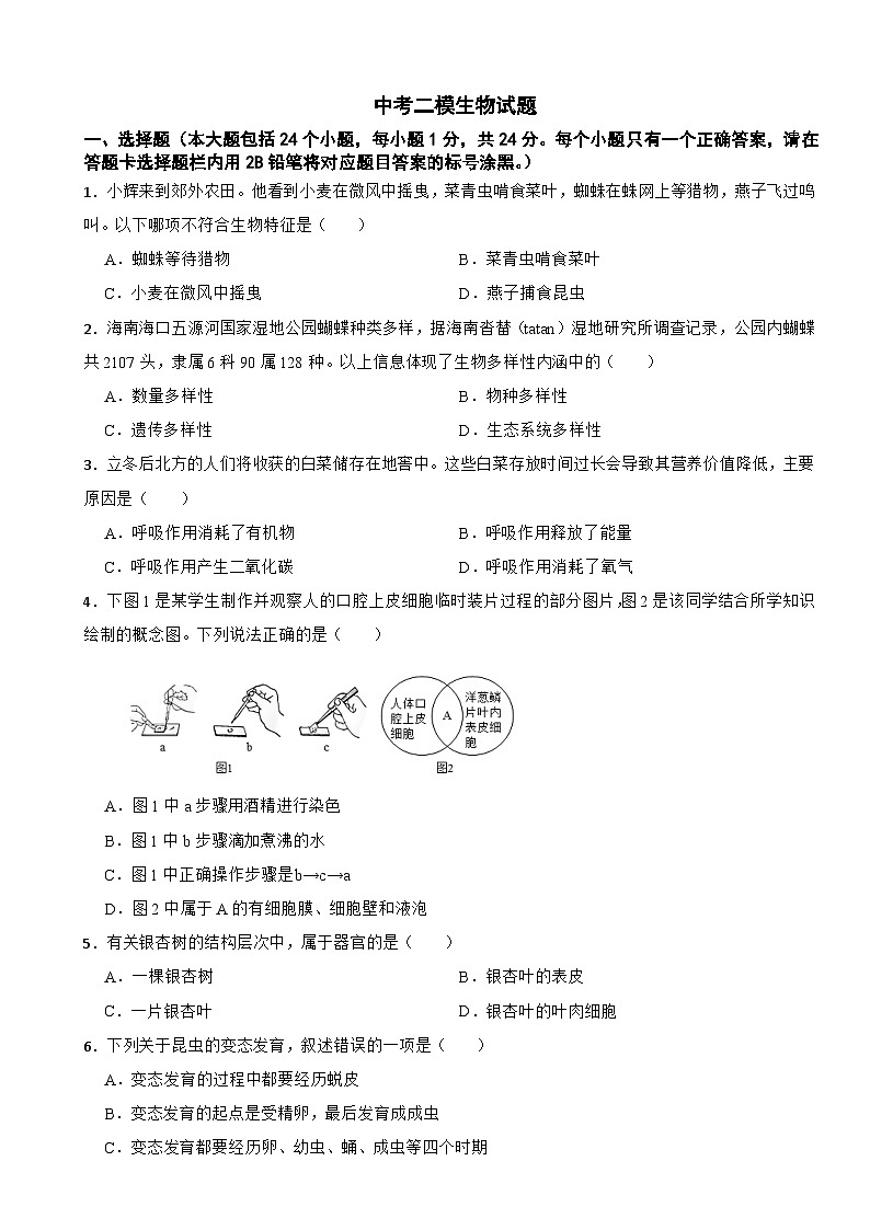 贵州省遵义市播州区2026年中考二模生物试题附答案第1页