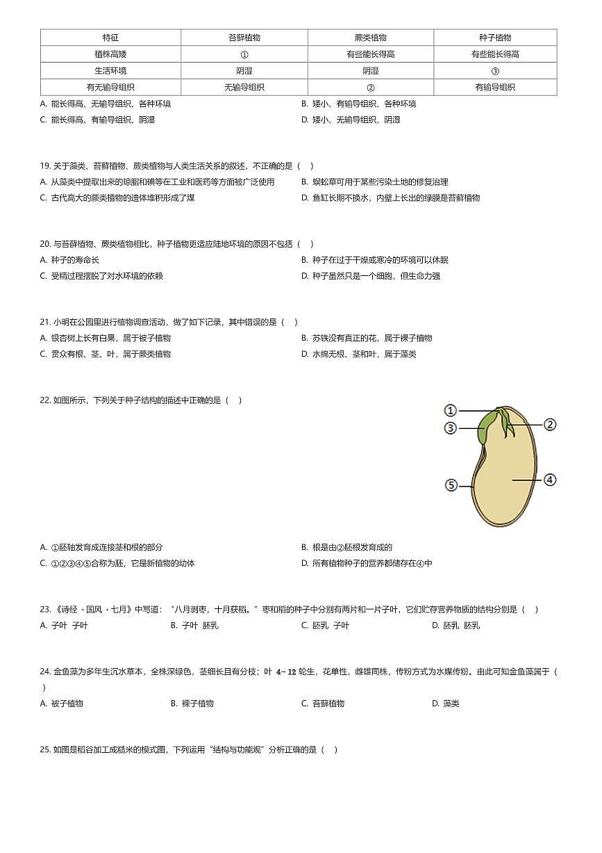 2025~2026学年河南郑州中原区郑州外国语学校初一上学期期中生物试卷(有答案解析)第3页