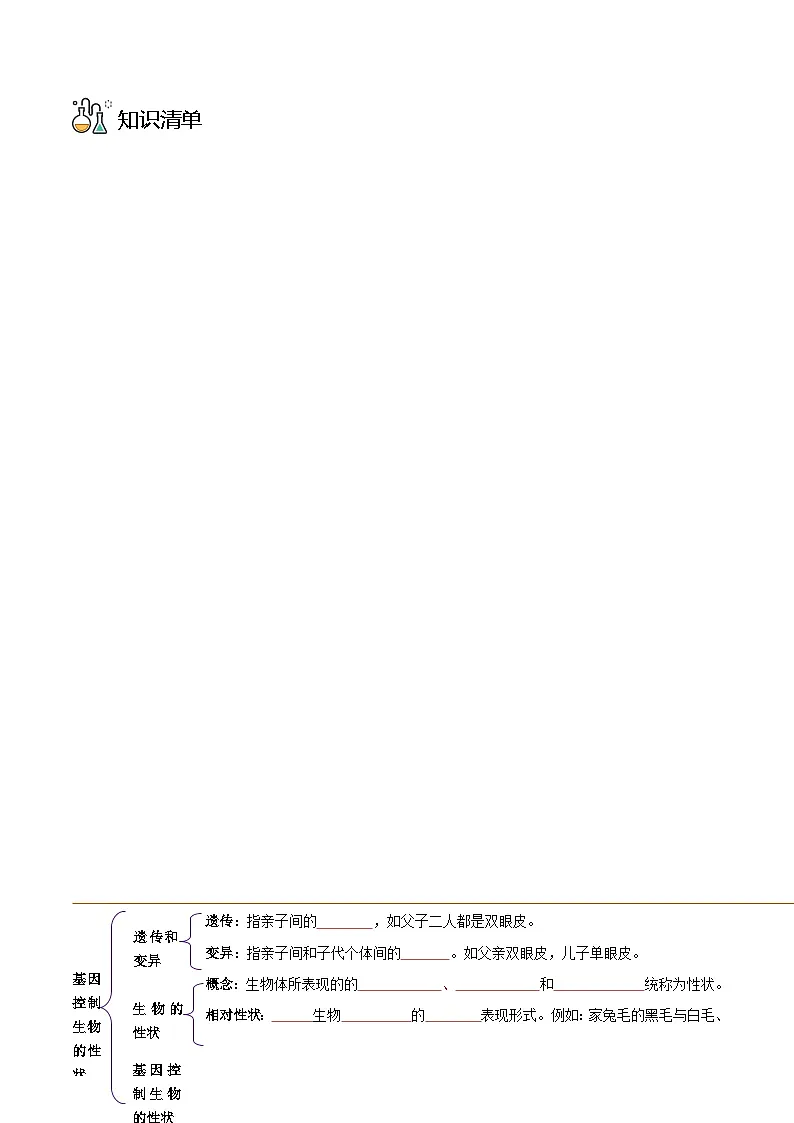 八年级下学期生物考点突然与提分——基因控制生物的性状练习题(含答案)第3页