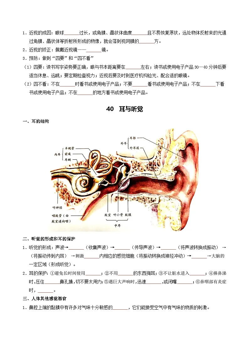 05 人体生理与健康(二)-2026年中考生物知识盘点与通关测试(挖空版)第3页