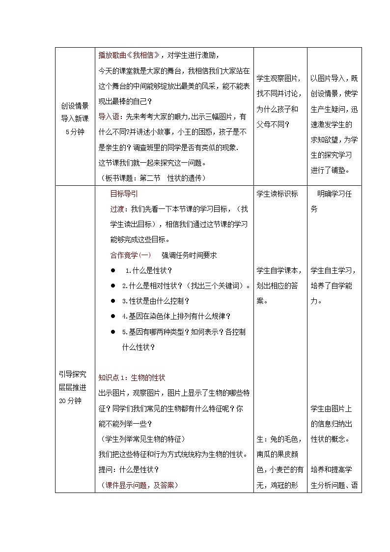 2020年济南版八年级生物上册4.4.2性状的遗传 教案02