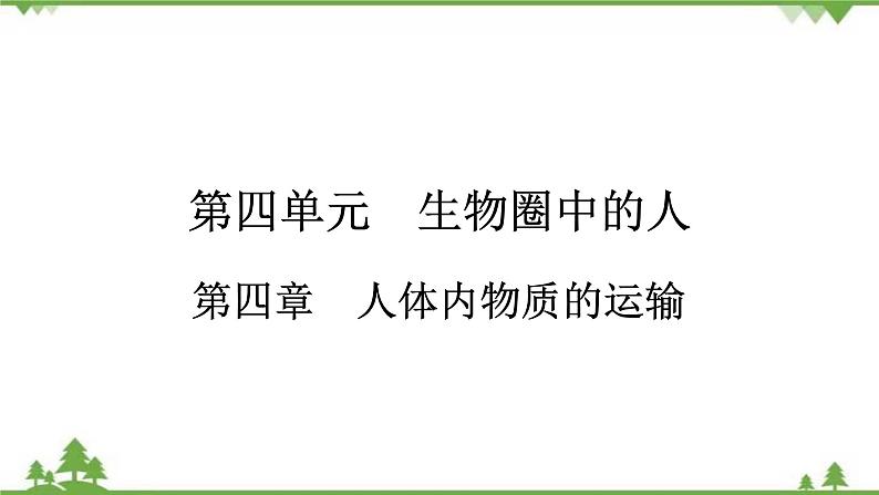 2021年生物中考人教版复习课件:第4单元 第4章 人体内物质的运输01
