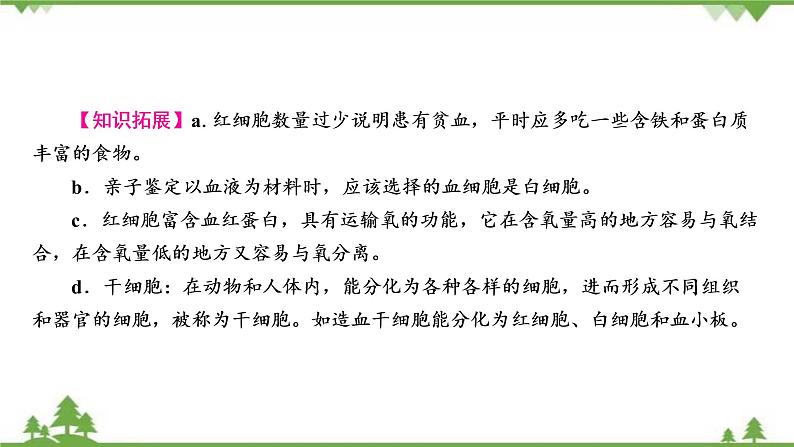 2021年生物中考人教版复习课件:第4单元 第4章 人体内物质的运输08