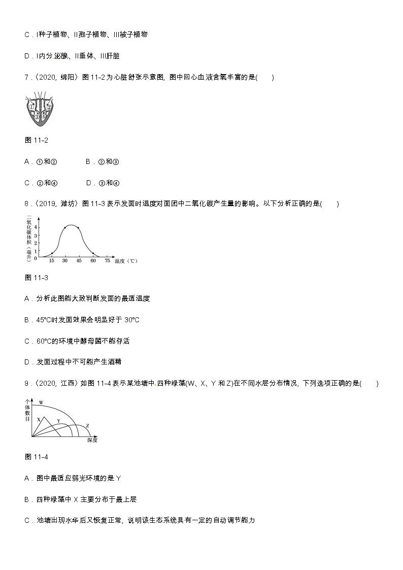 (人教版)中考生物专项十一　图、表、曲线分析及实验探究含答案 练习03