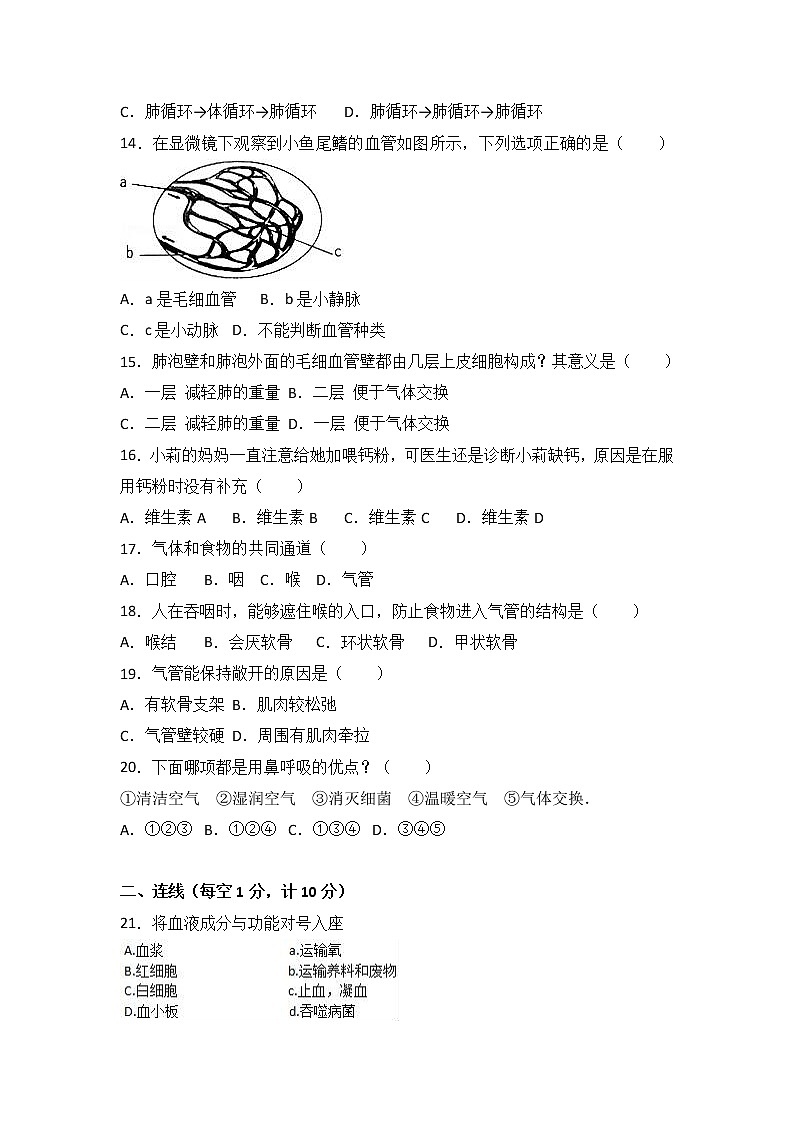 黑龙江省齐齐哈尔市克东二中-学七级(下)期中生物试卷(解析版)03