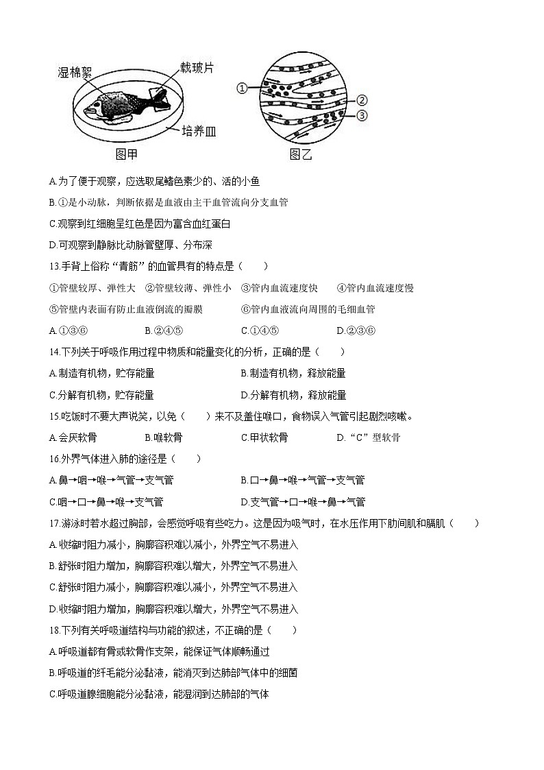 四川省简阳市简城学区2020-2021学年七年级下期中生物试题(word版 含答案)03