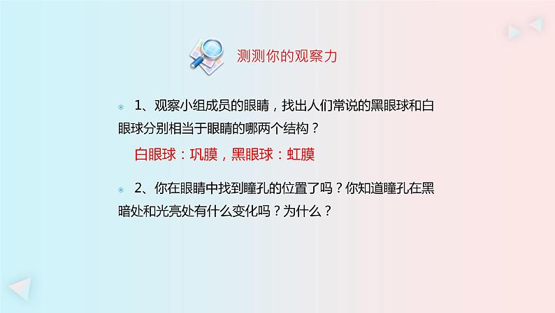 人教版七年级生物下册6.1《 人体对外界环境的感知》PPT课件08