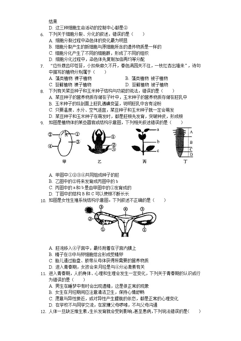 2020年山东省临沂市中考生物试卷02