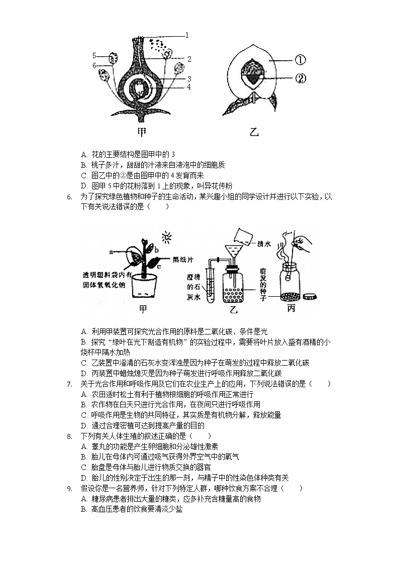 2020年内蒙古通辽市中考生物试卷02