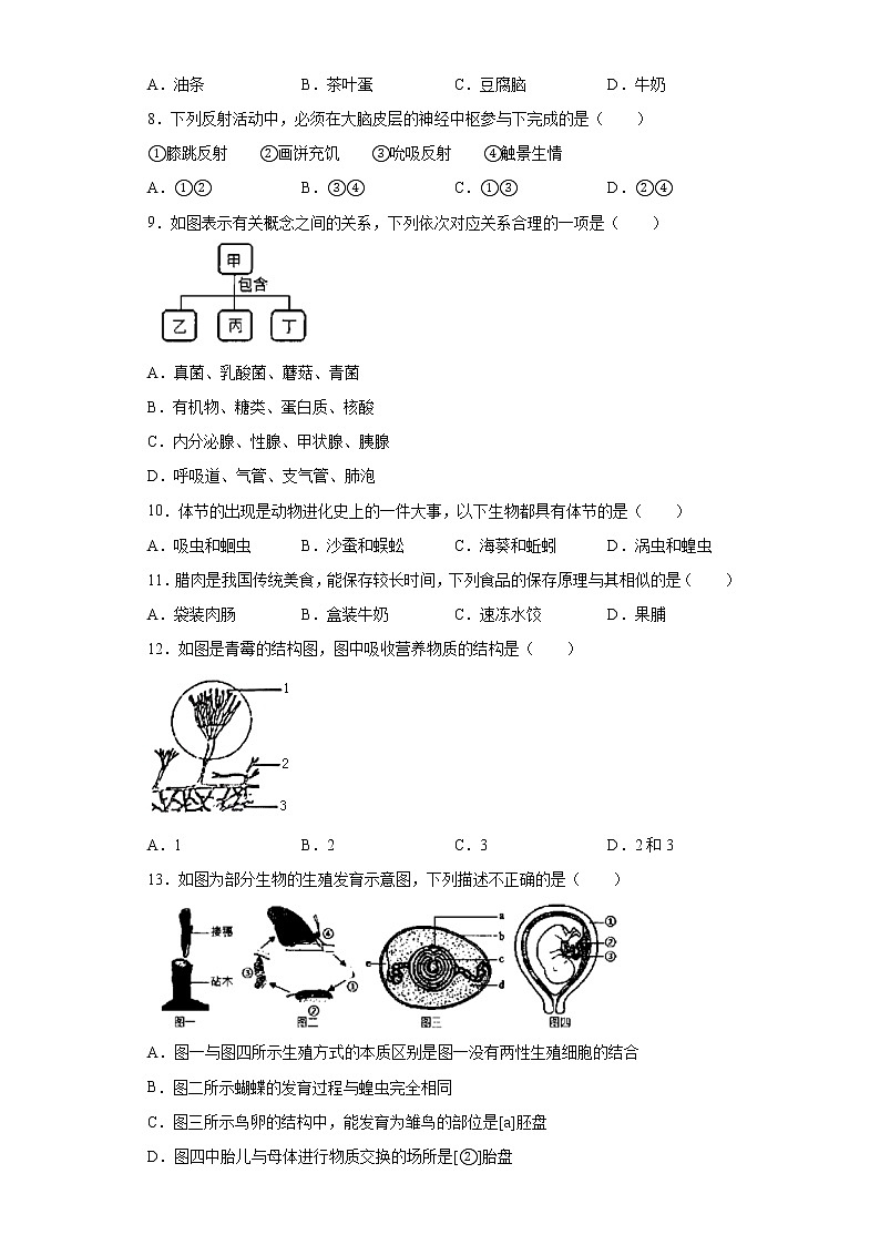 2021年山東省淄博市張店區(qū)（五四制）中考二模生物試題(word版含答案）第2頁