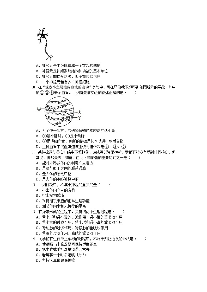 山西省太原市2019-2020学年七年级下学期期末生物试卷(word版 含答案)02