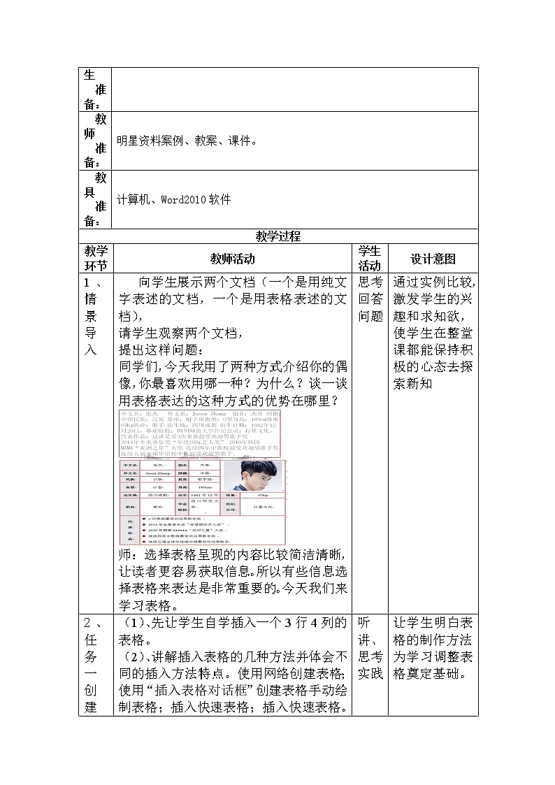 滇人版信息技术七上 第8课 表格的应用 教案02