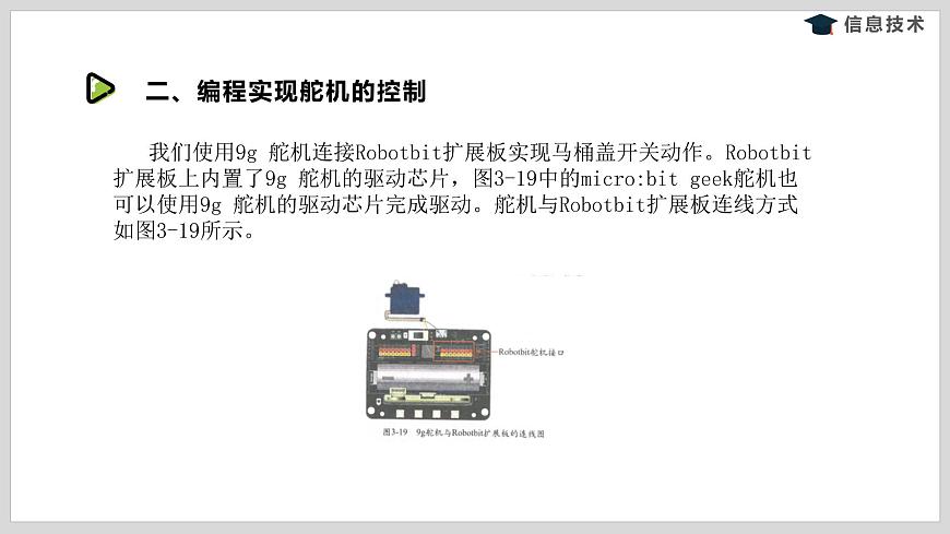 湘電子版信息技術(shù)八下 第12節(jié) 智能馬桶(一)——外接舵機(jī)的使用 課件PPT第4頁(yè)