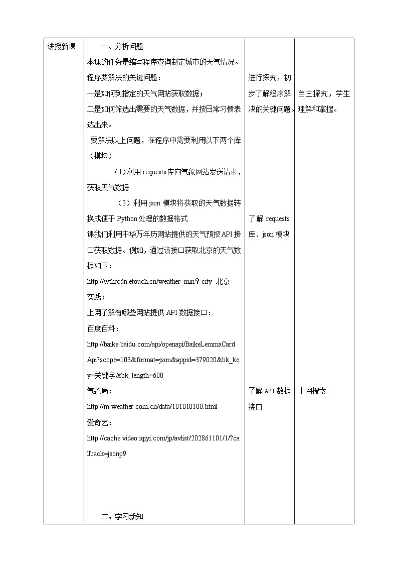 粤高教版八年级下册信息技术第2单元第5课 查询天气 教案第2页