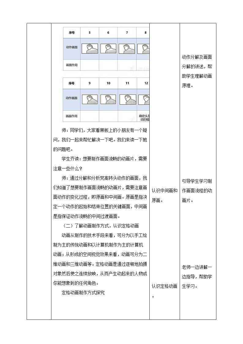 湘电子版八年级上册信息技术教案2.4动画原理探究 教案03