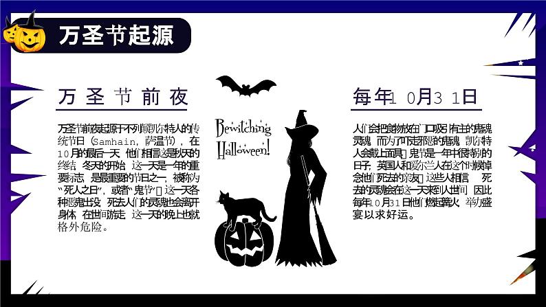 蓝黑卡通风万圣节活动主题介绍万圣节的服饰课件PPT第6页