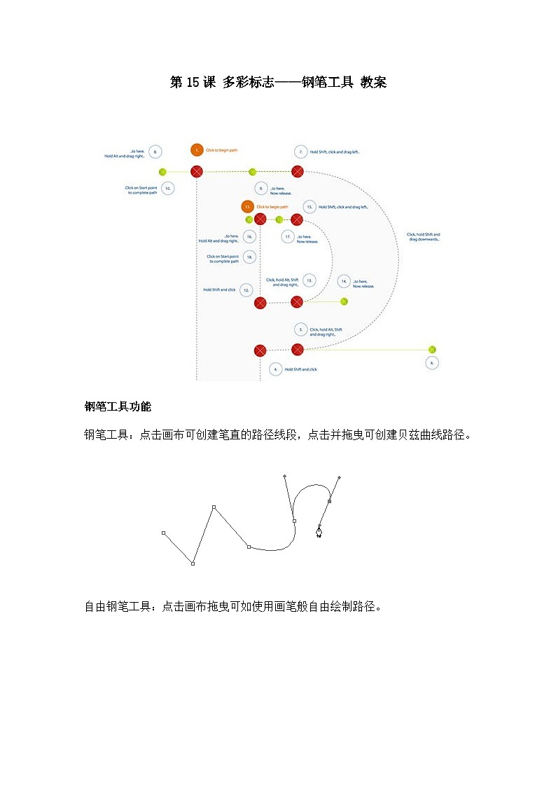 清华大学版 初中信息技术 七年级下册 同步教案 第15课 多彩标志——钢笔工具 教案01