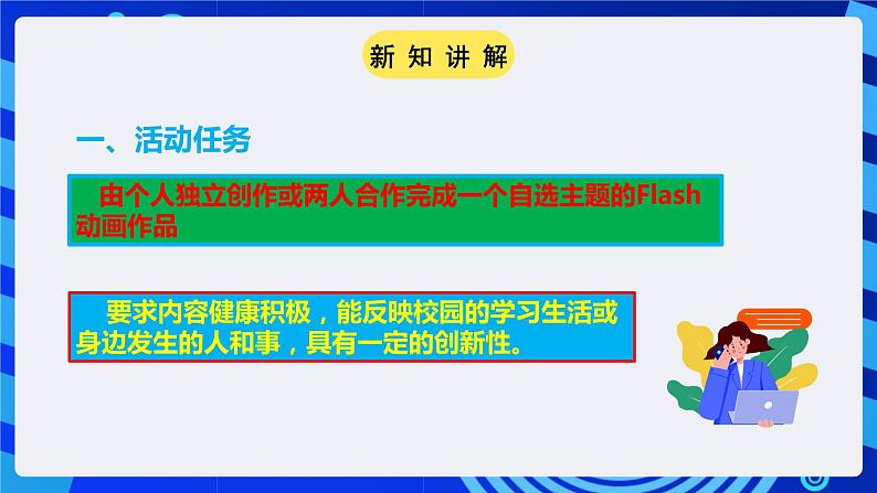 粤高教A版(2021)信息技术九年级 第七课 《综合活动:Flash动画大赛》 课件第4页
