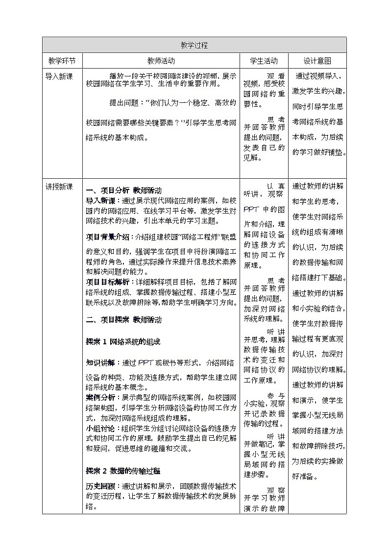 第四单元 互联网中数据传输——组建校园“网络工程师”联盟 教案4 七上信息科技苏科版(2023)02