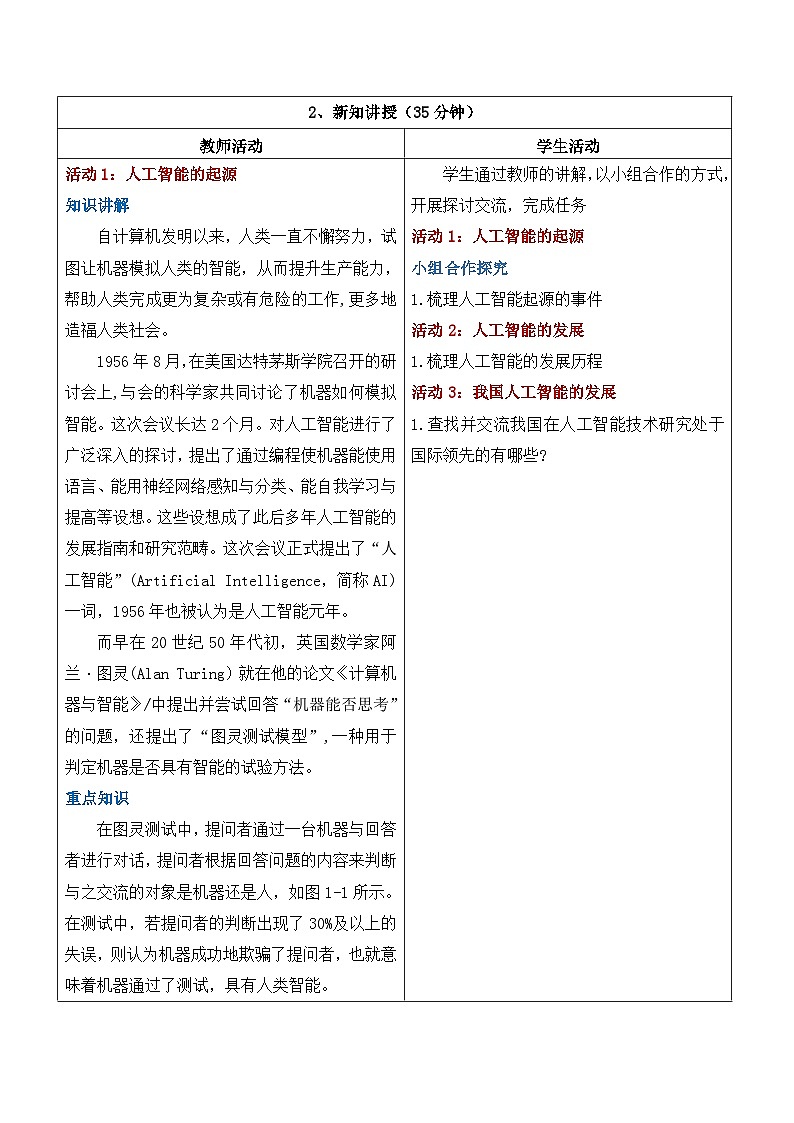 第1课走进人工智能 教学设计第2页