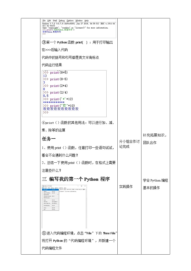 川教版（2019）信息技術(shù)七上3.1《我的第一個(gè)Python程序》教案第3頁(yè)