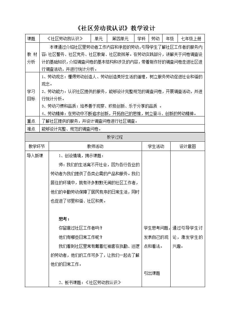 项目四任务一《社区劳动我认识》课件+教案+素材01