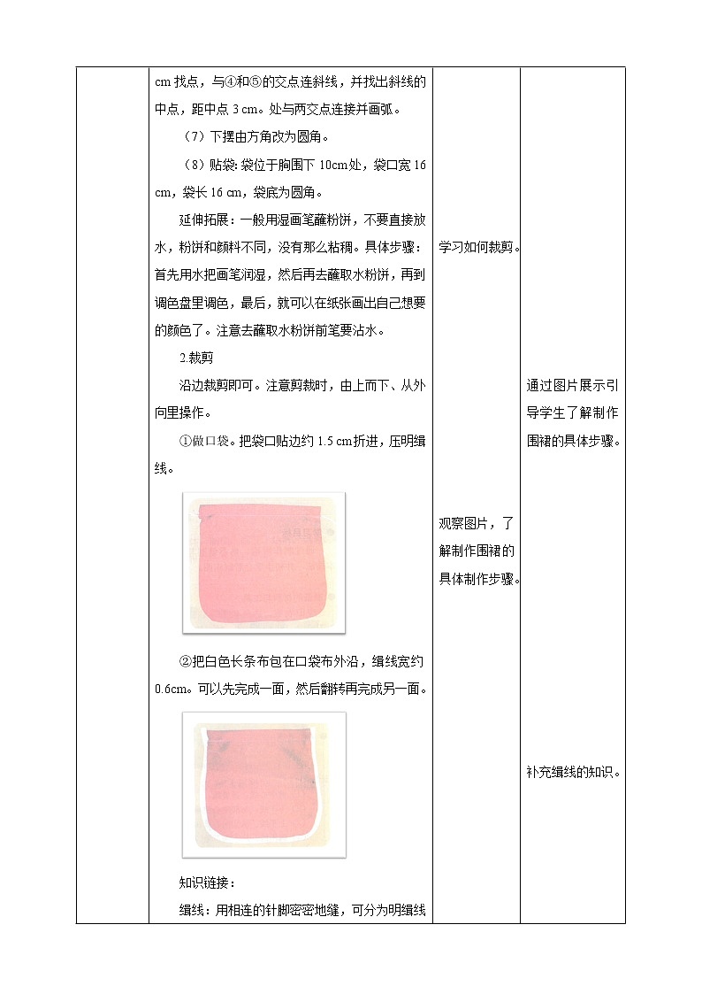 粵教版初中第一單元第2課《制作圍裙·裁剪的基本知識》教案第3頁