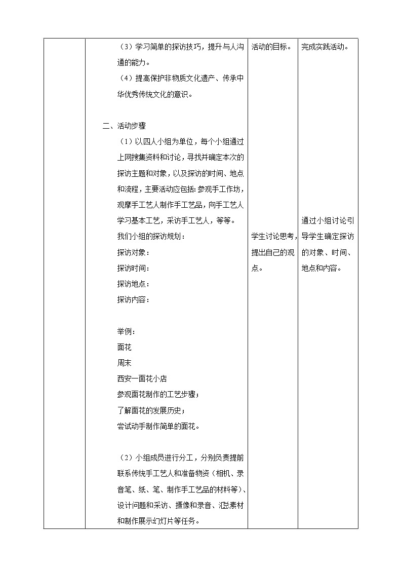 粤教版初中劳技全一册教案第五单元第4课实践活动《探访“非遗”之路》教案第2页