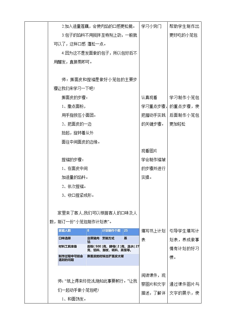 浙教版劳动七下项目一任务一《学做小笼包》教案03