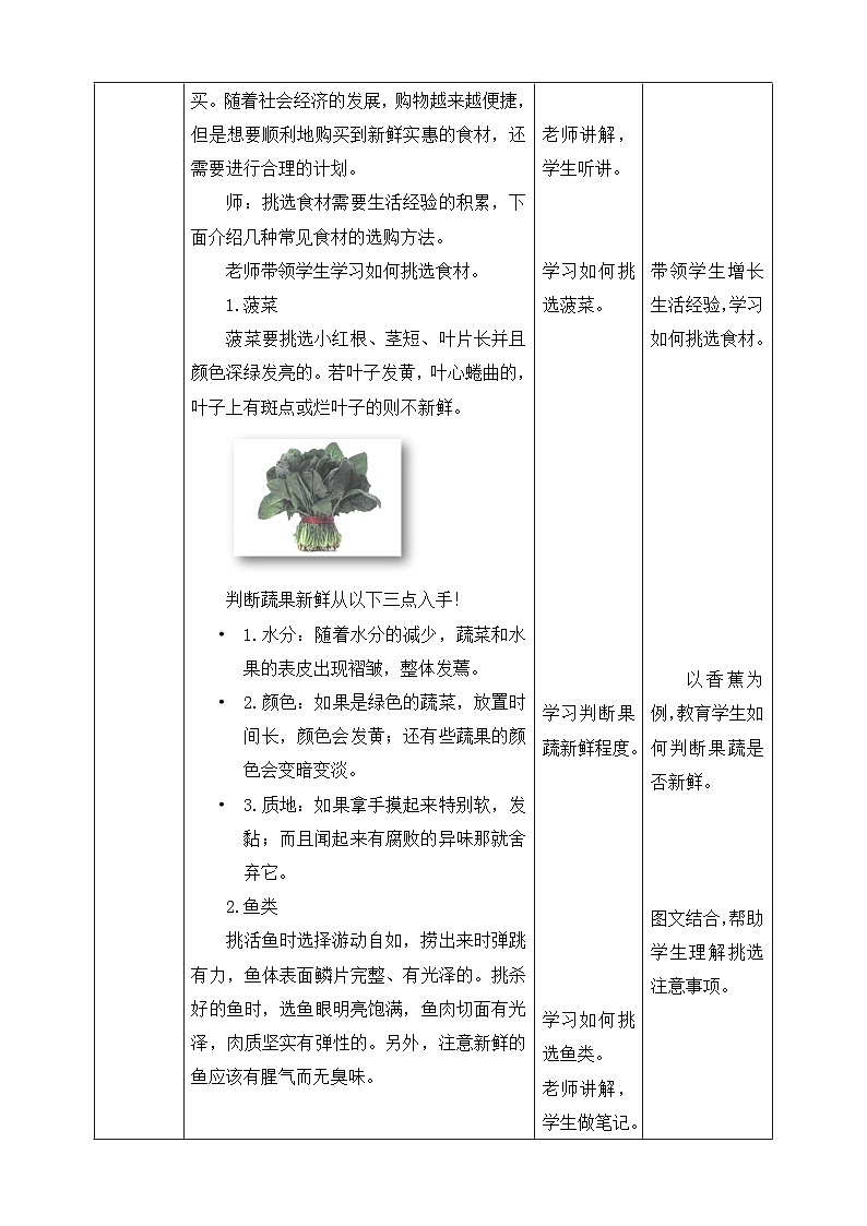浙教版劳动八下项目一任务二《超市、菜场购物》教案02