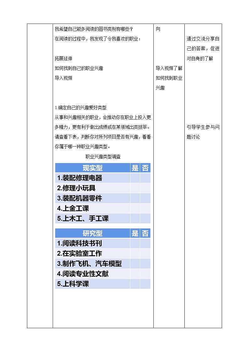 浙教版劳动八下项目四任务一《兴趣特长我了解》教案03