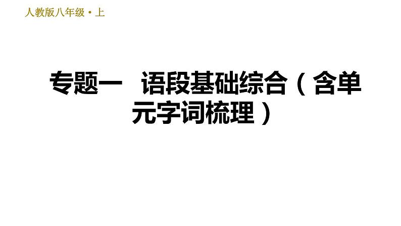 部编版八年级上册语文习题课件 期末专题训练 1.专题一:语段基础综合(含单元字词梳理)第1页