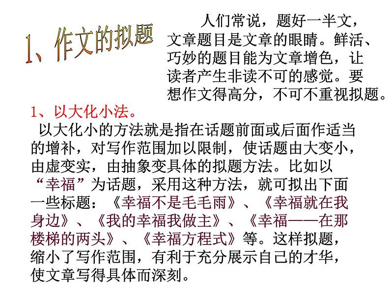 作文专题复习 巧拟题目开头结尾题记小标题课件PPT第4页